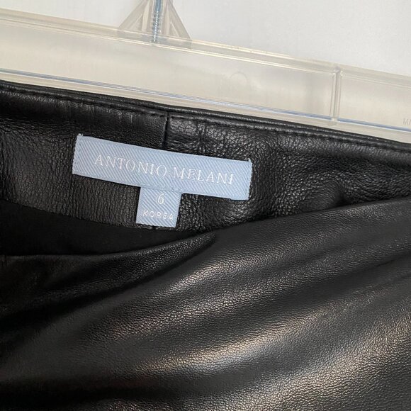 Antonio Melani Gabby Genuine Leather A Line Mini Skirt - Picture 3 of 4